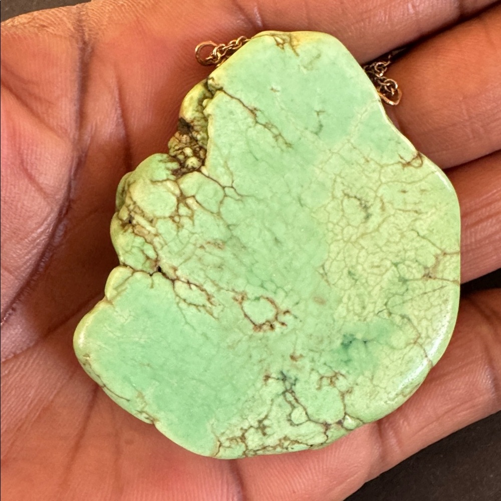 Vintage Turquoise Slab Pendant Necklace - Picture 4 of 15